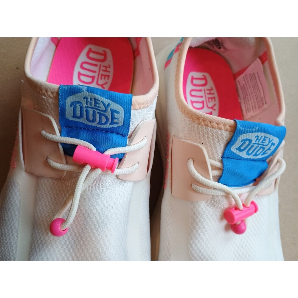 Hey Dude Women's Sirocco Colorblock Shoes Slip On Tennis Shoe Sz 10 White Pink - Picture 6 of 8